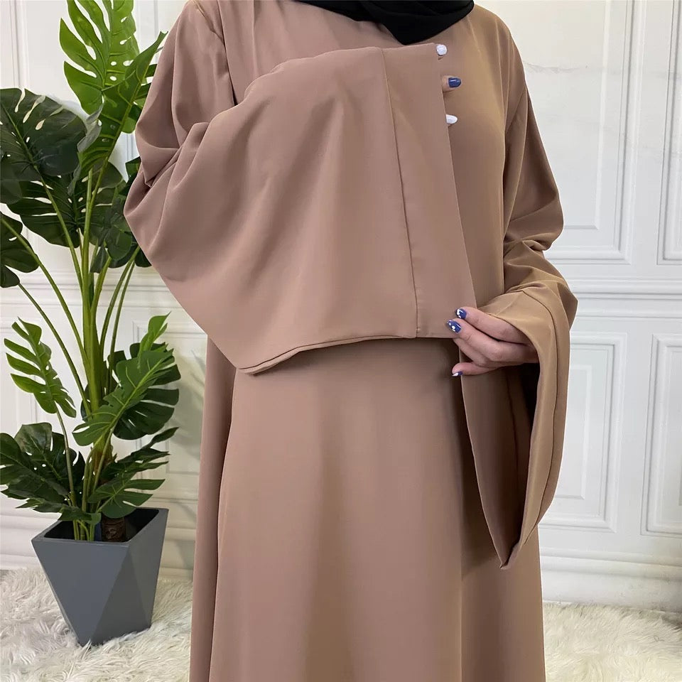 Brown - Umbrella Cut Closed Abaya