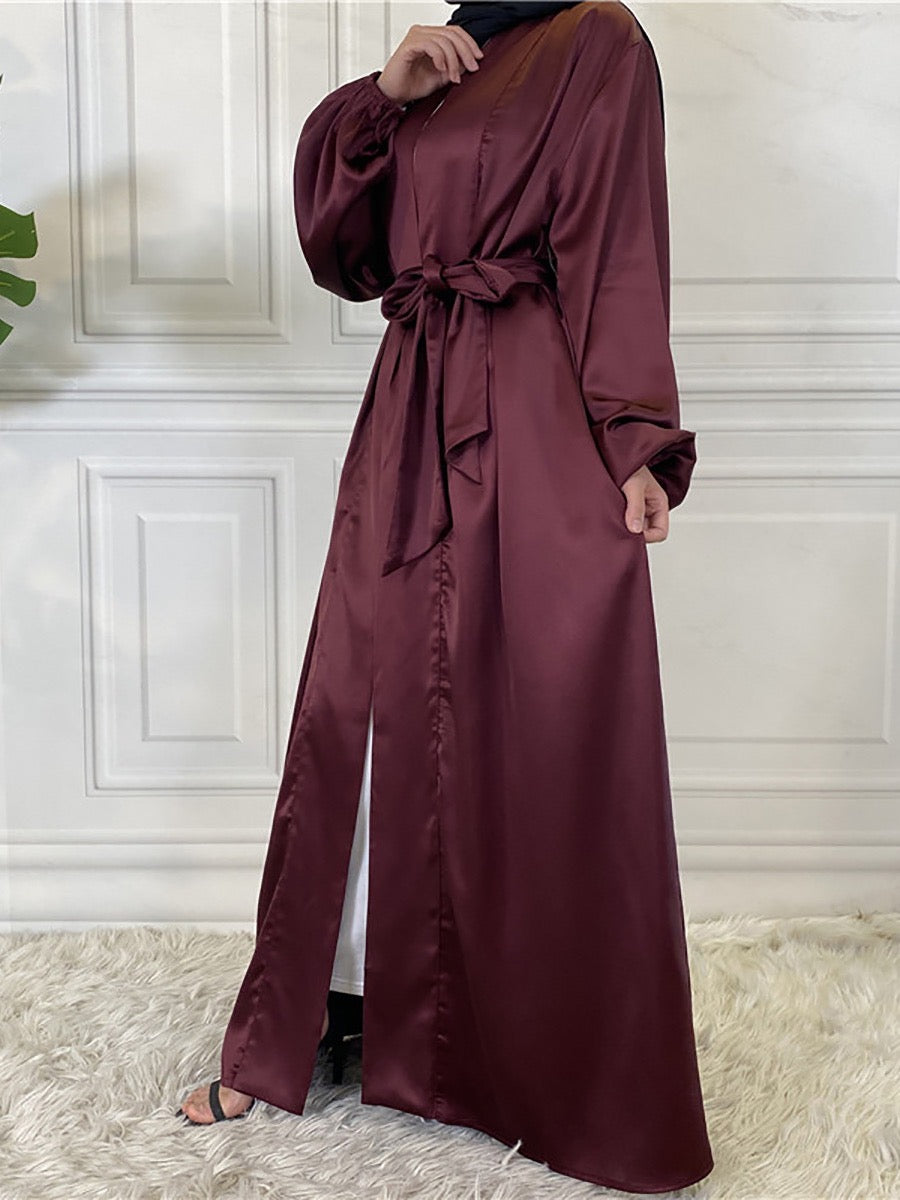 Maroon Satin Luxury Abaya The Modest Square