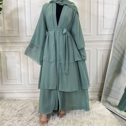 Mint - Chiffon Layered Open Abaya